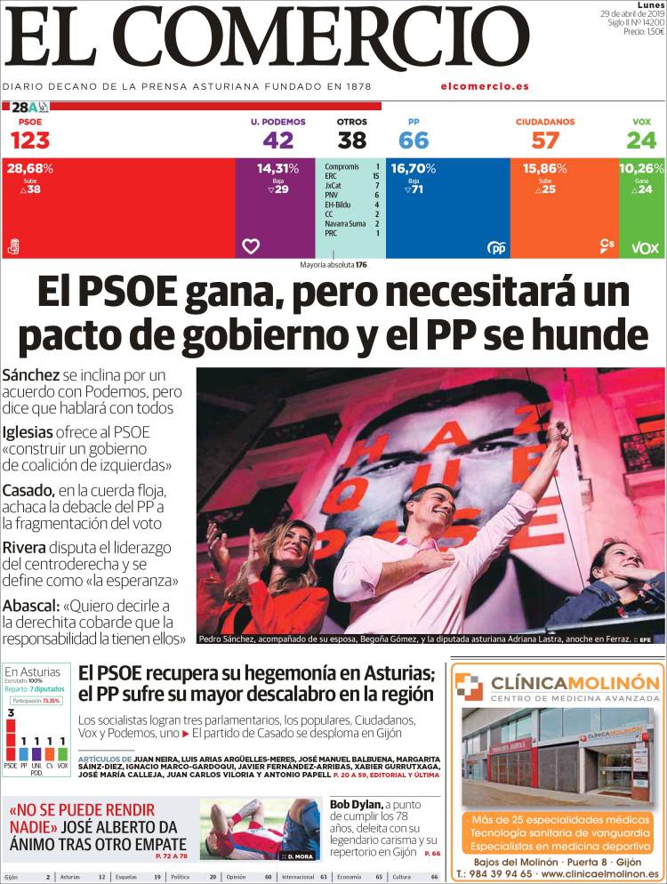 Portada de El Comercio (Espa&ntilde;a)