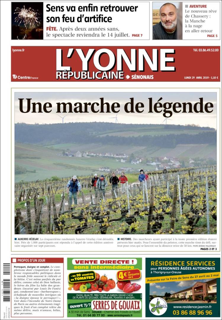 Portada de L'Yonne-Républicaine (Francia)