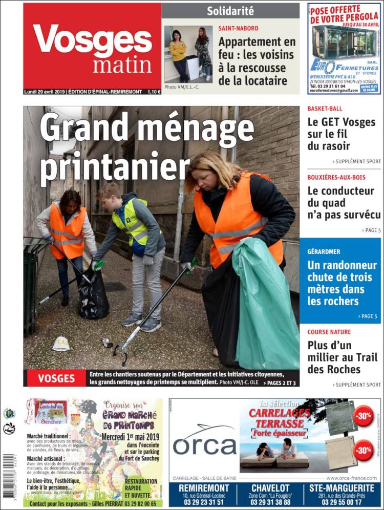 Portada de Vosges Matin (Francia)