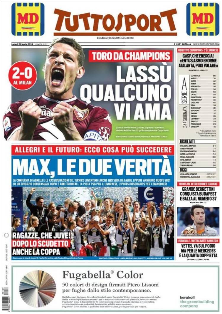 Portada de Tuttosport (Italia)