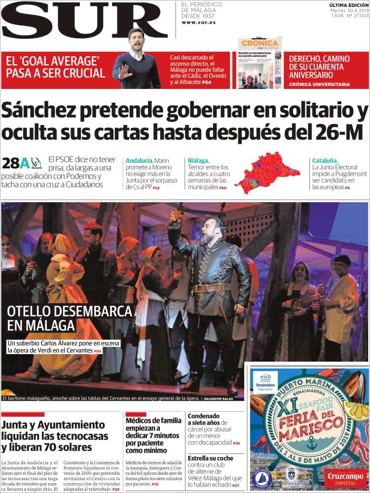 Portada de Diario el Sur (España)