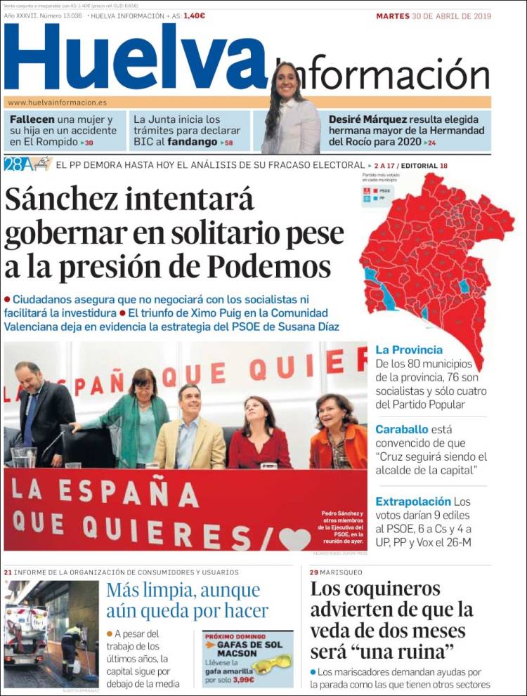 Portada de Huelva Información (España)