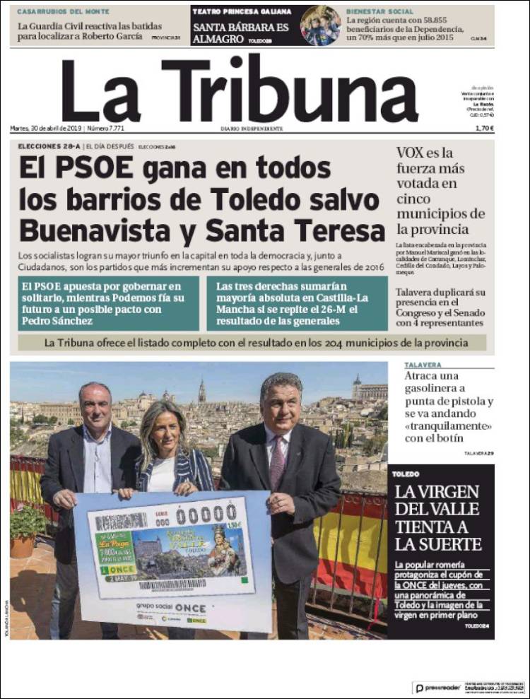 Portada de La Tribuna de Toledo (España)