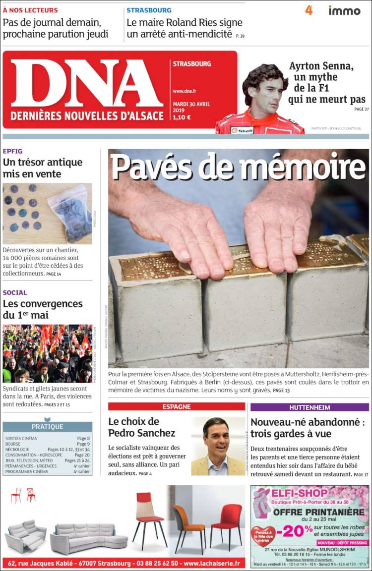 Portada de Les Dernières Nouvelles d'Alsace (France)