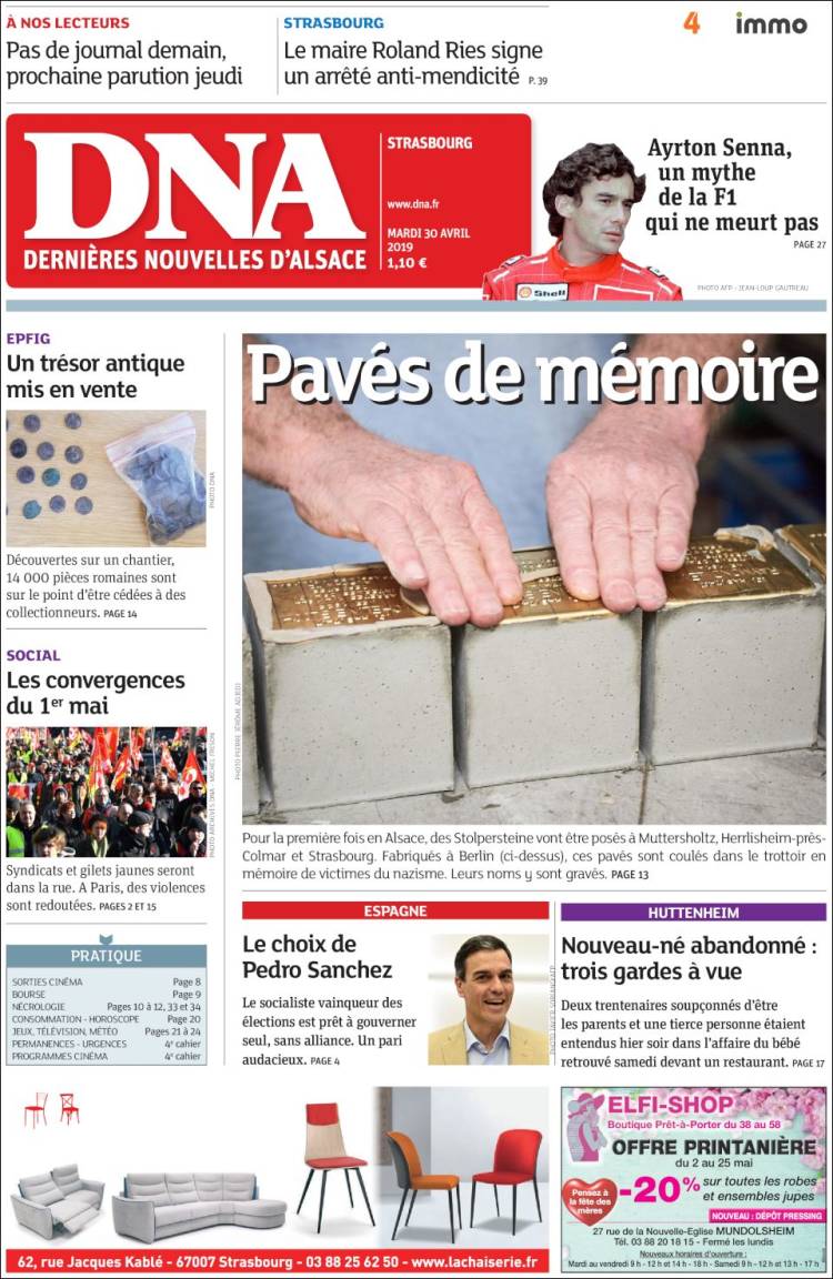 Portada de Les Dernières Nouvelles d'Alsace (Francia)