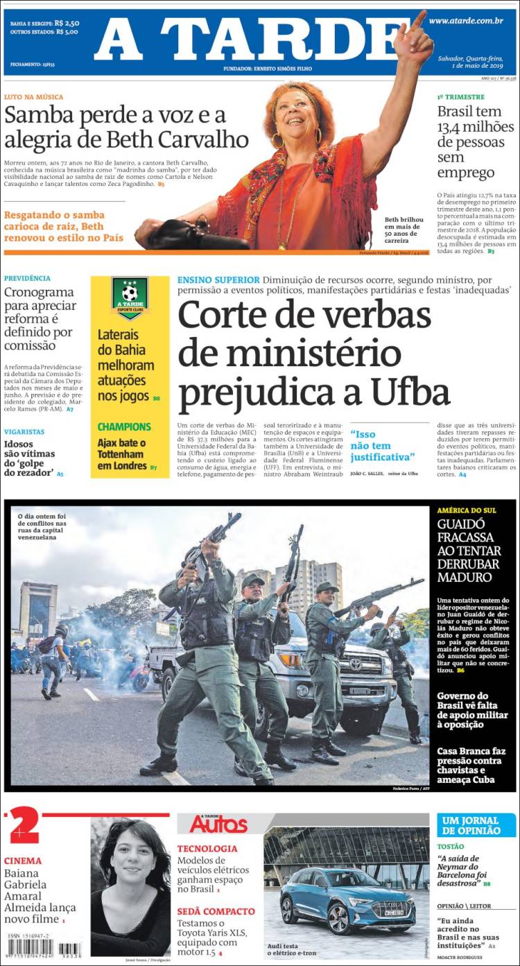 Portada de Diário A Tarde (Brasil)