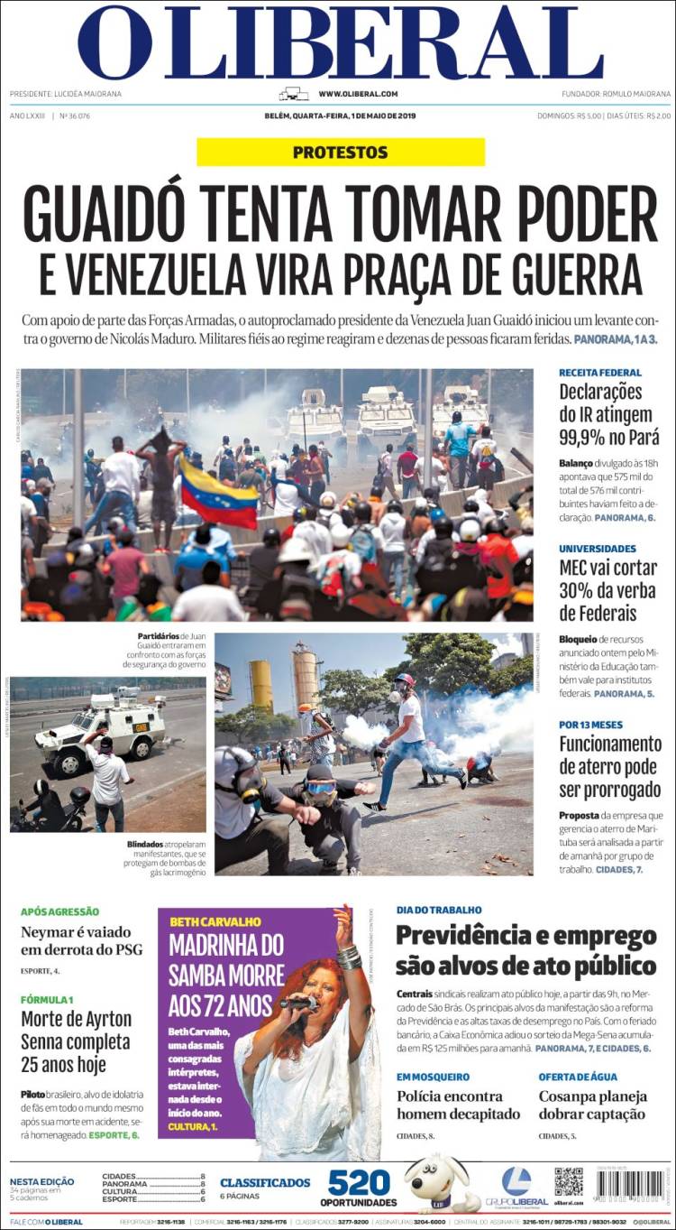 Portada de O Liberal (Brasil)