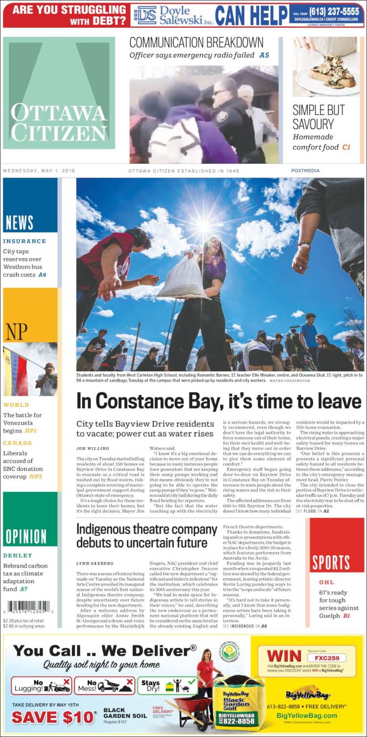 Portada de Ottawa Citizen (Canadá)