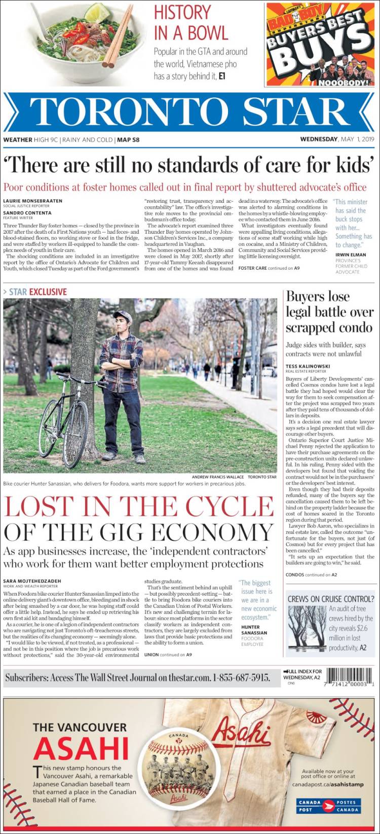 Portada de The Toronto Star (Canadá)