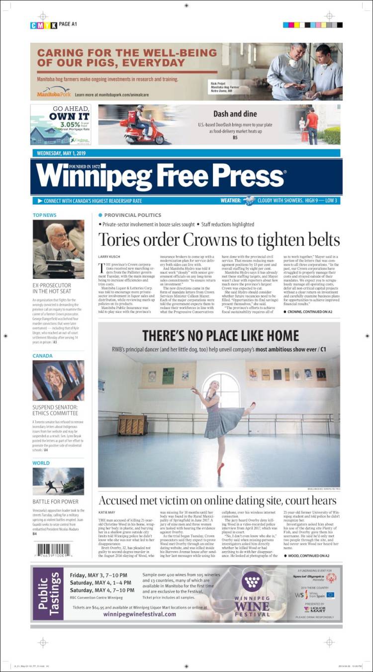 Portada de Winnipeg Free Press (Canadá)