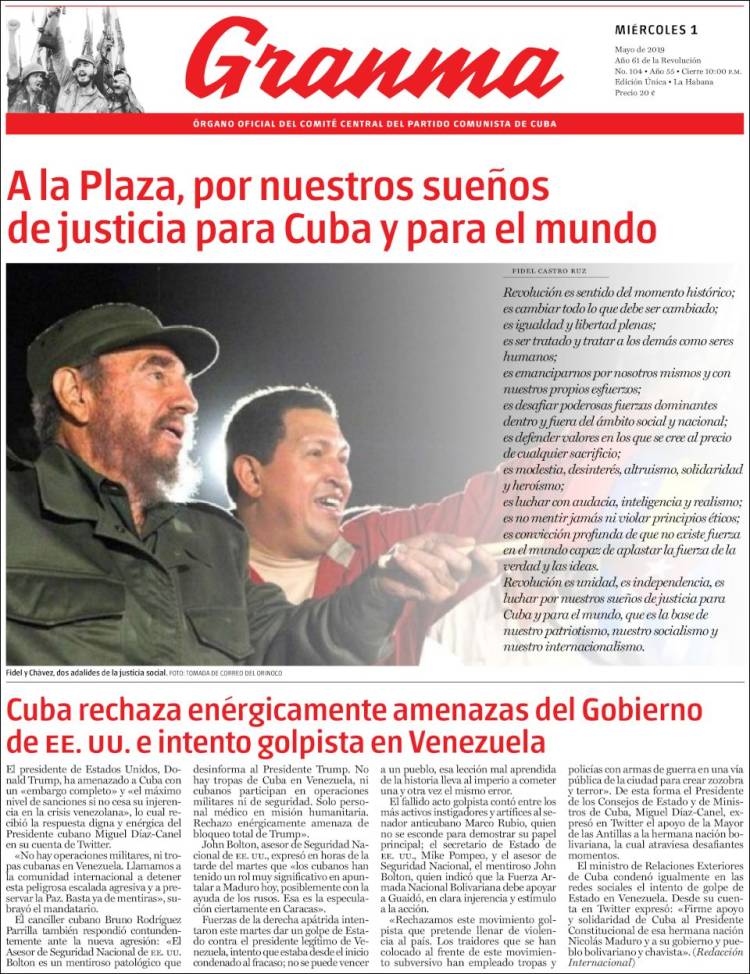 Portada de Granma (Cuba)