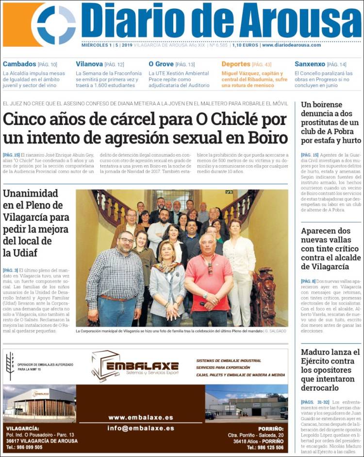 Portada de Diario de Arousa (Espa&ntilde;a)