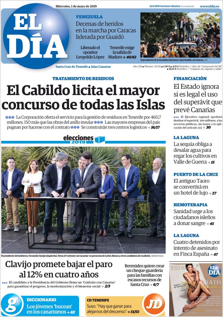 Portada de El Día (Espa&ntilde;a)