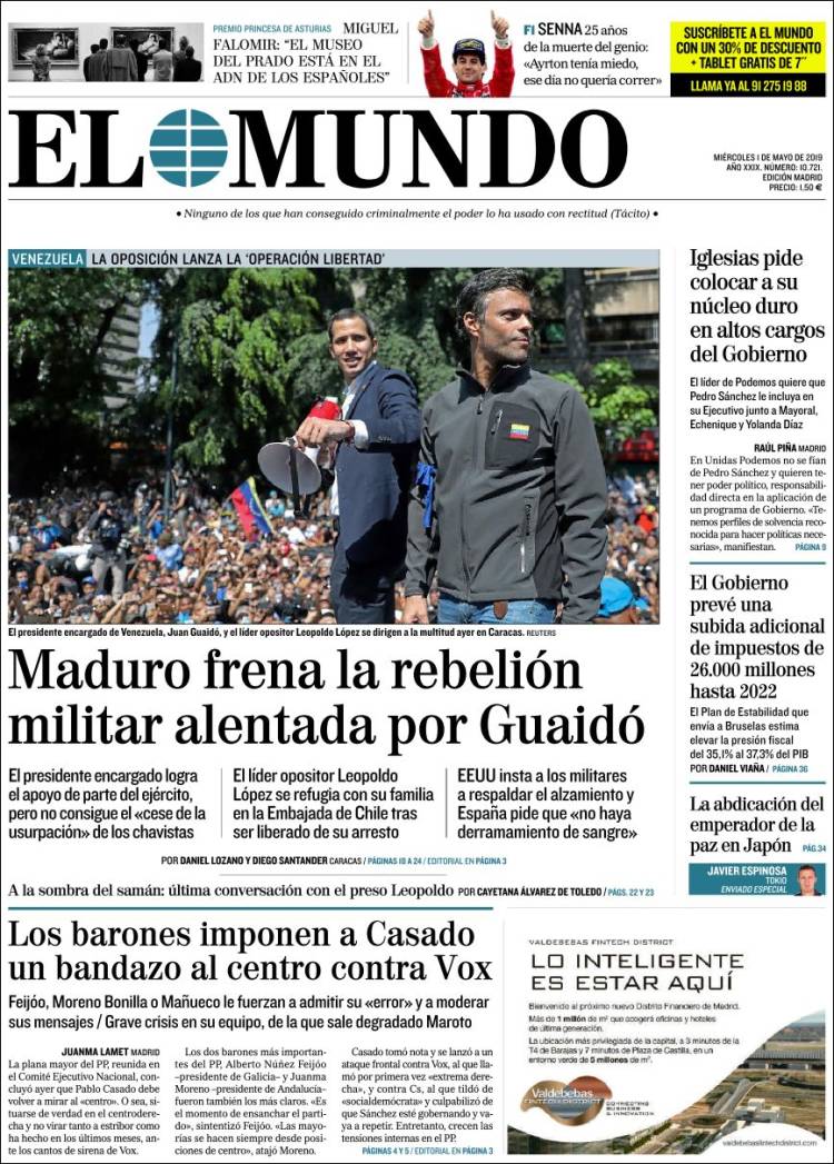 Portada de El Mundo (Espa&ntilde;a)