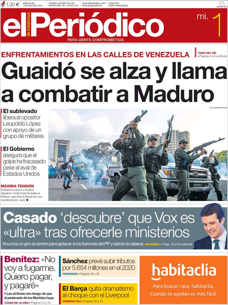 Portada de El Periódico (Espa&ntilde;a)