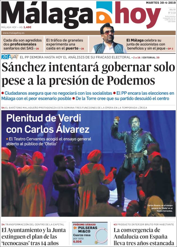 Portada de Málaga Hoy (Espa&ntilde;a)