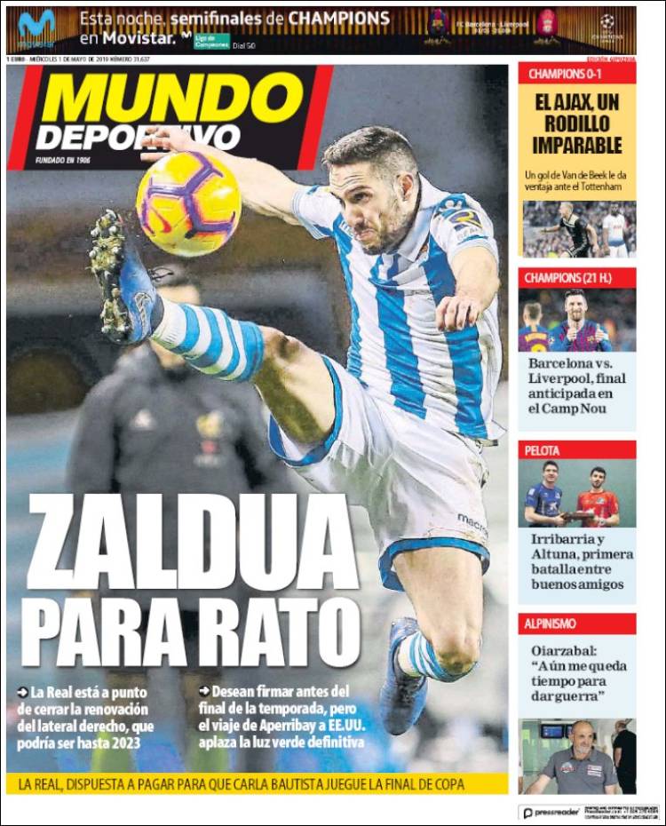 Portada de Mundo Deportivo Gipuzkoa (Espa&ntilde;a)