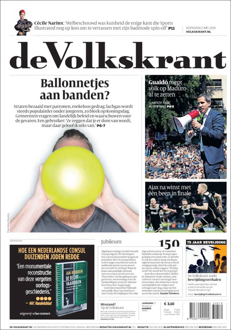 Portada de De Volkskrant (Pa&iacute;ses Bajos)
