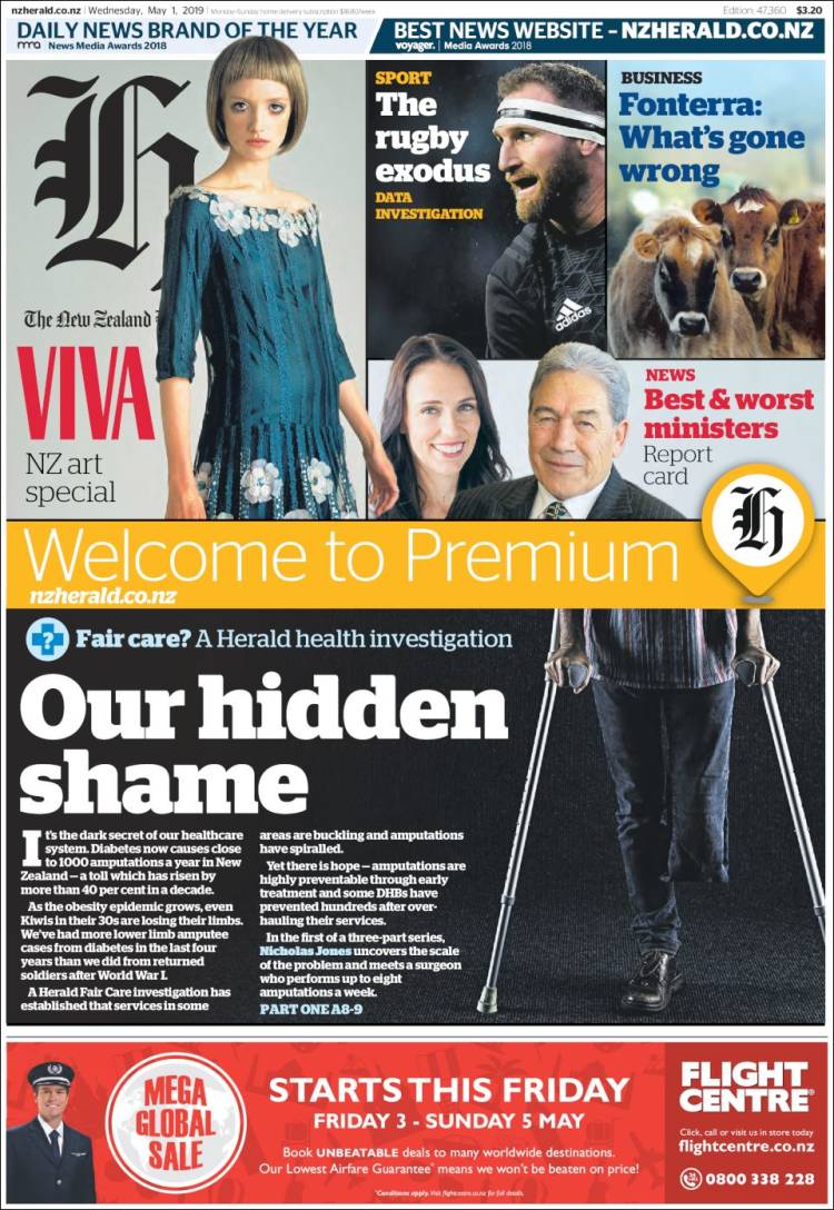 Portada de The New Zealand Herald (Nueva Zelanda)