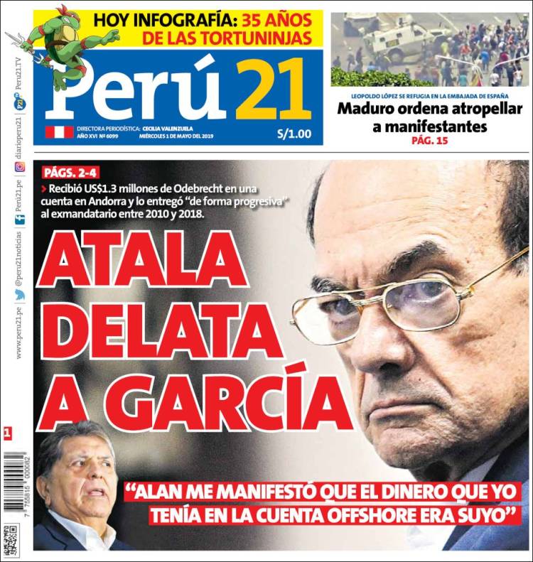 Portada de Perú 21 (Perú)