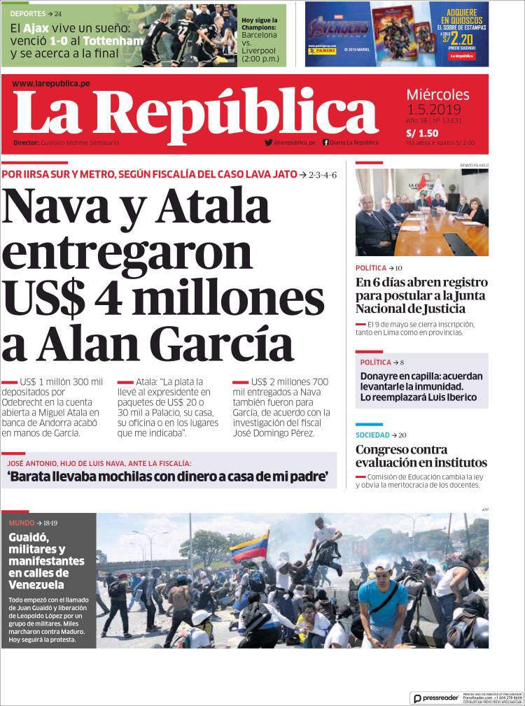 Portada de La Republica (Perú)