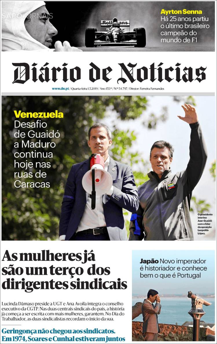 Portada de Diário de Noticias (Portugal)