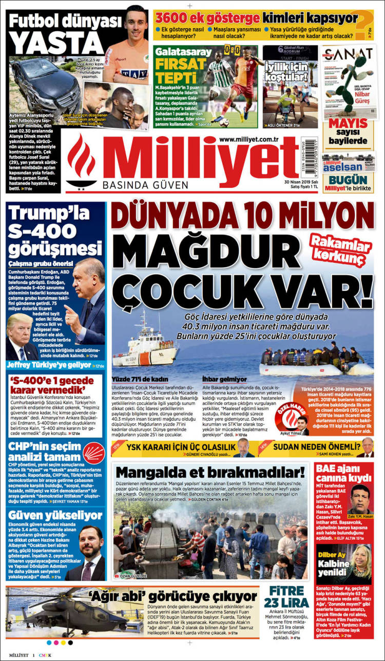 Portada de Milliyet (Turqu&iacute;a)