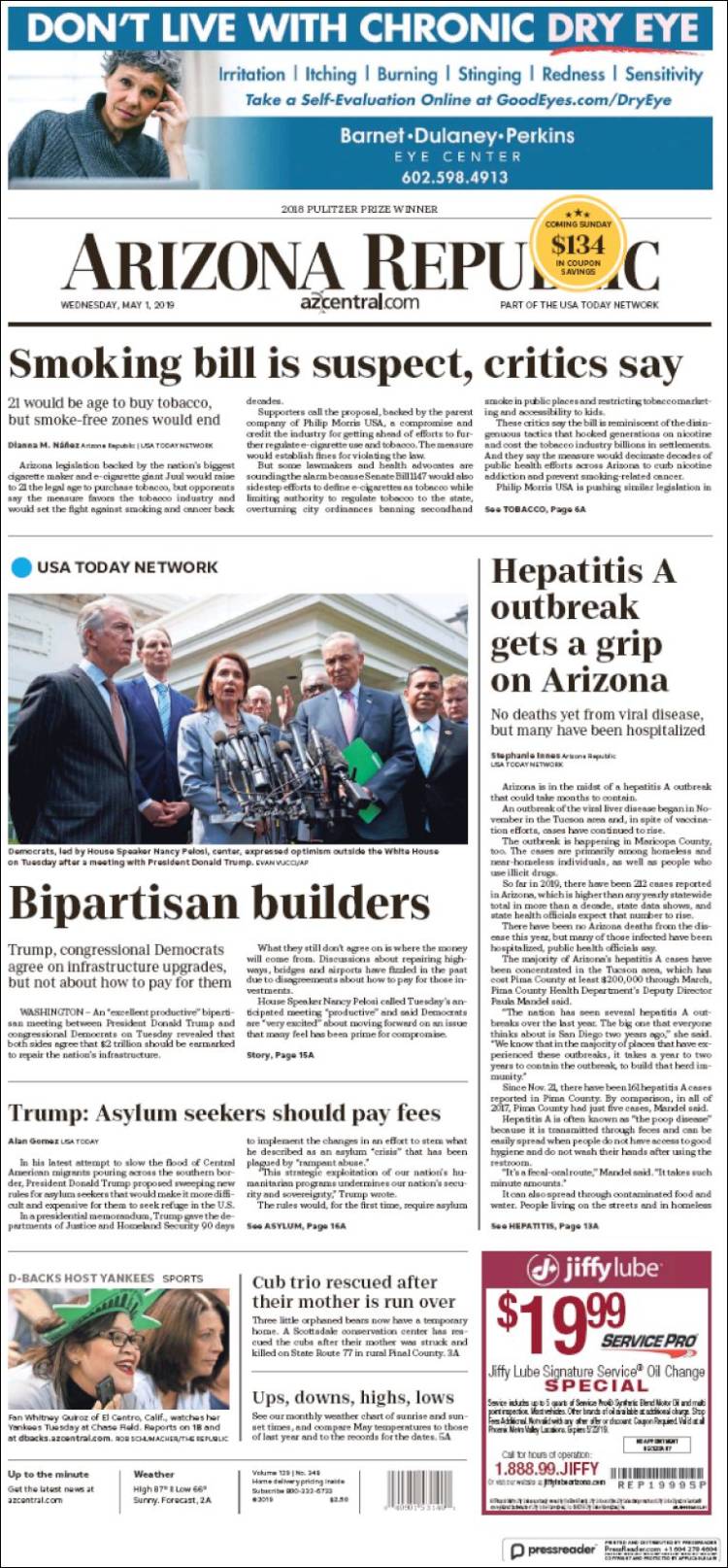 Portada de Arizona Republic News (USA)