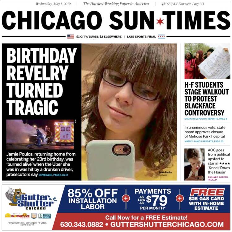 Portada de Chicago Sun-Times (USA)