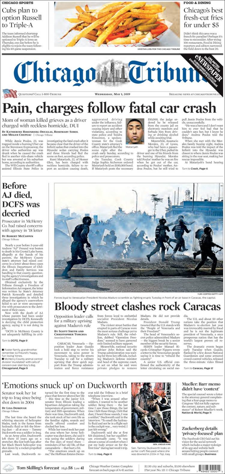 Portada de Chicago Tribune (USA)