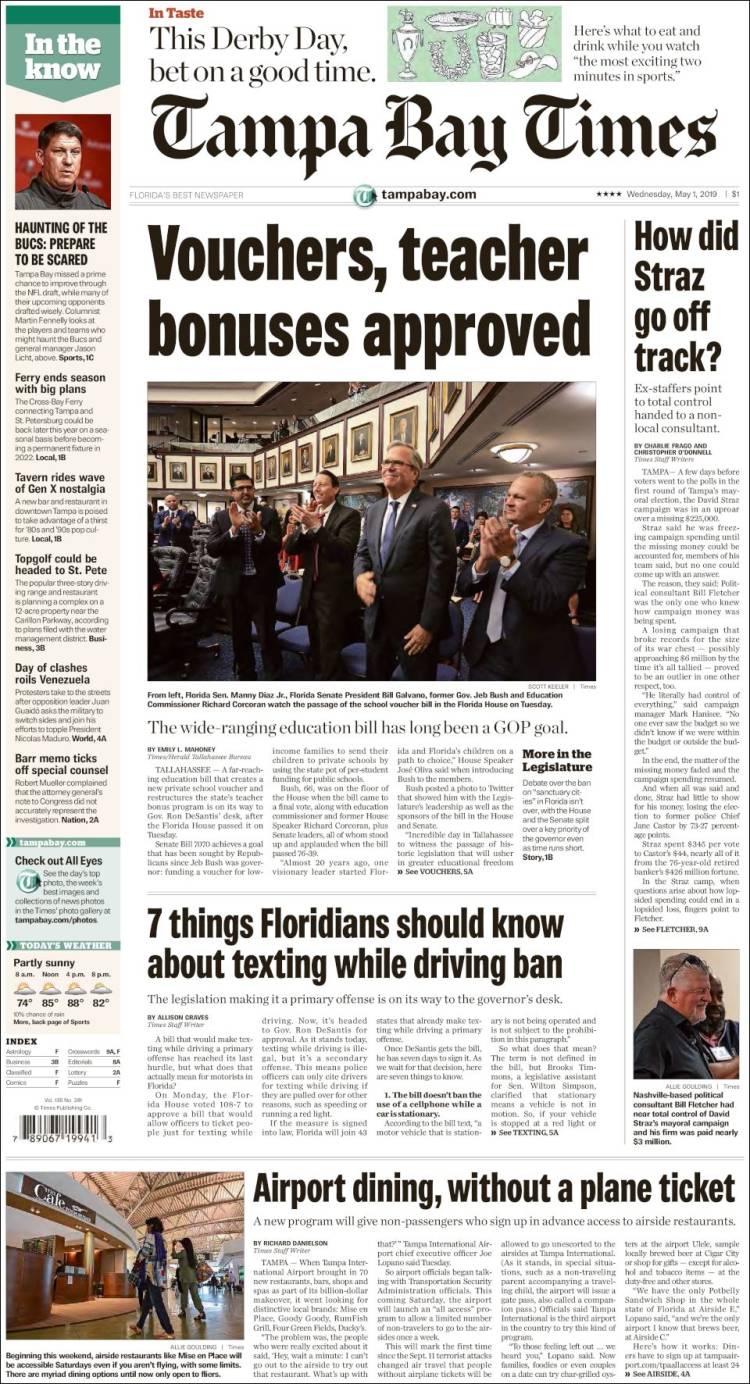 Portada de Tampa Bay Times (USA)