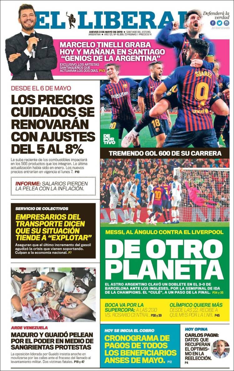 Portada de Diario El Liberal (Argentina)