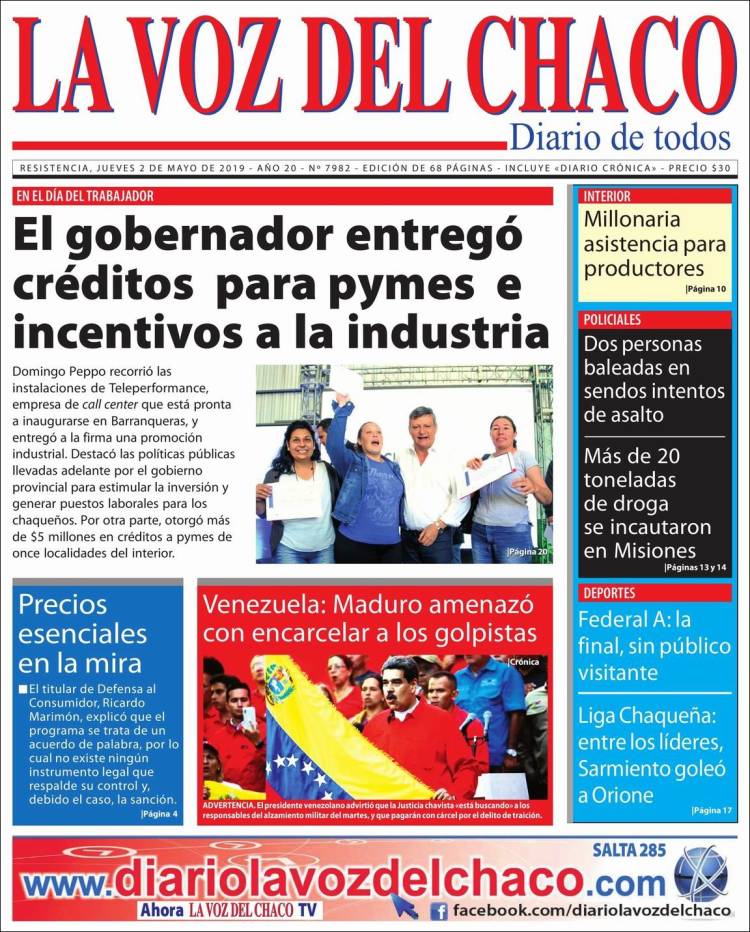 Portada de La Voz del Chaco (Argentina)