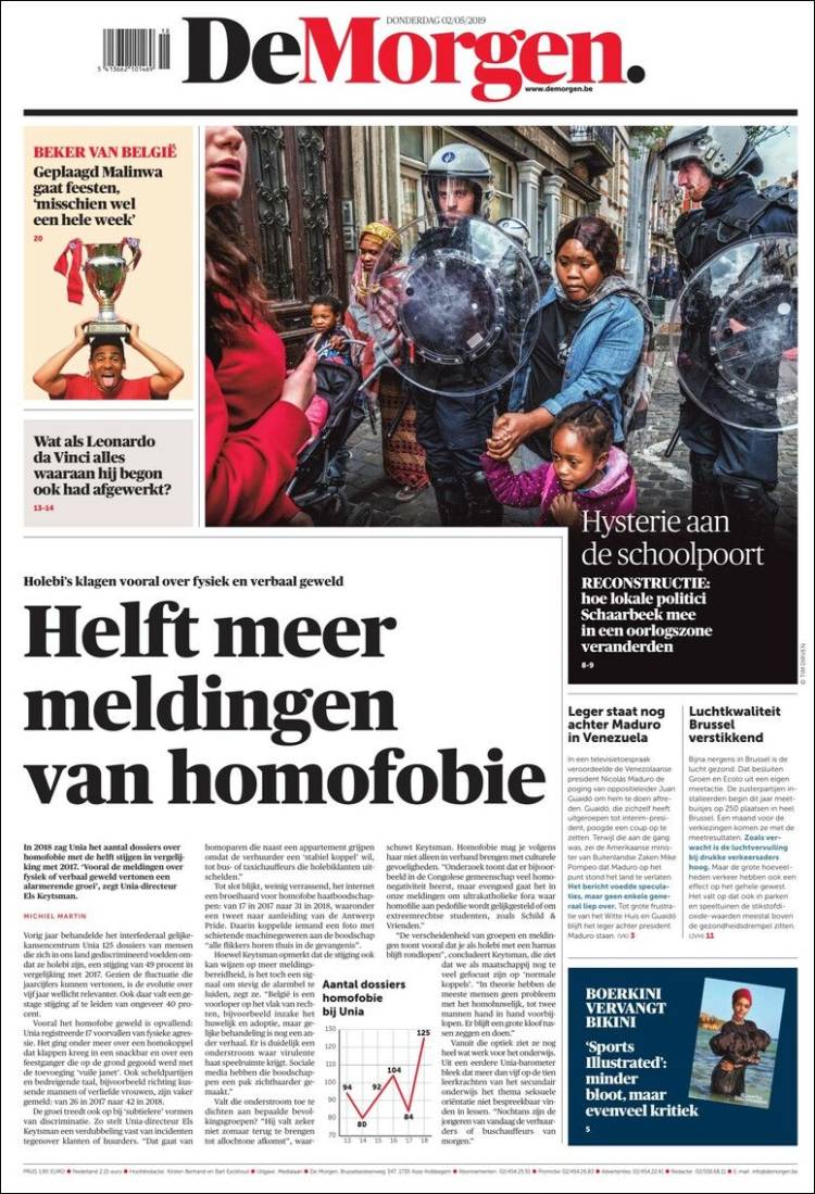 Portada de De Morgen (B&eacute;lgica)