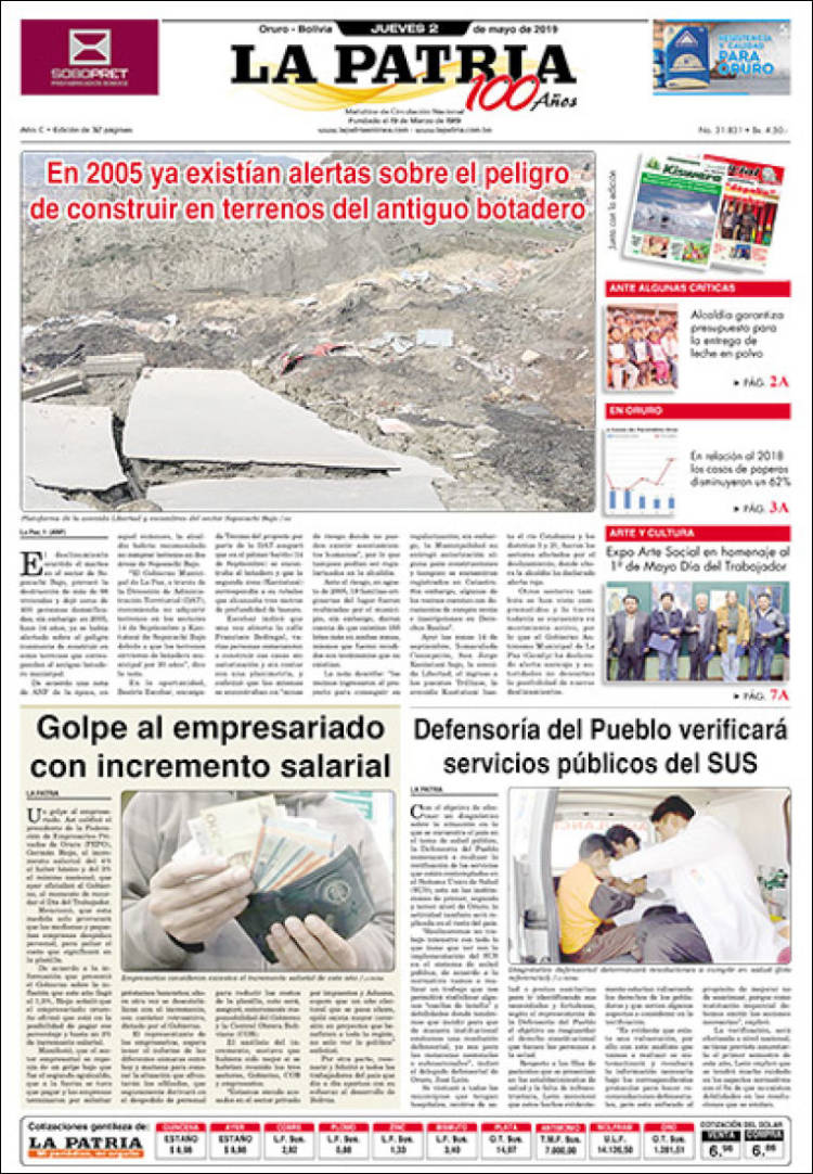 Portada de La Patria (Bolivia)