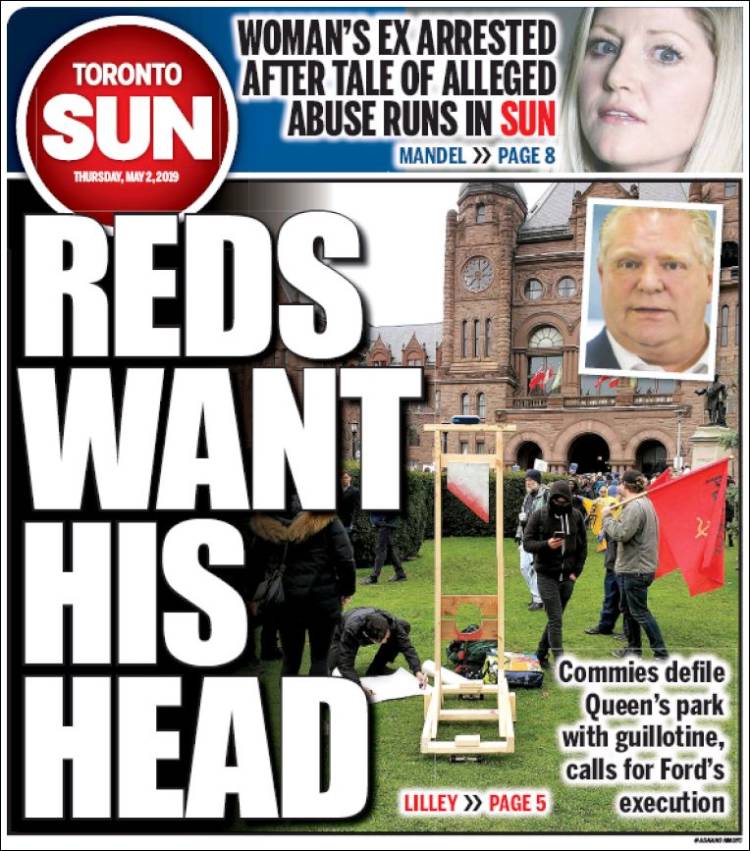 Portada de The Toronto Sun (Canadá)