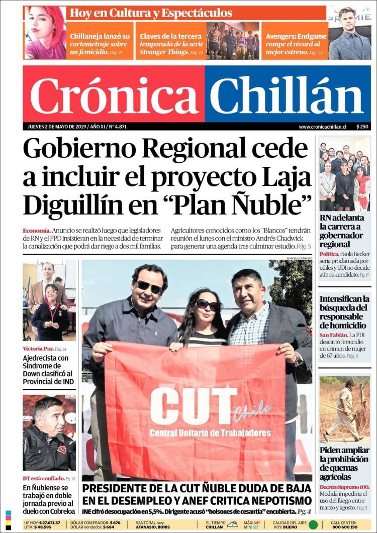 Portada de Crónica Chillán (Chile)