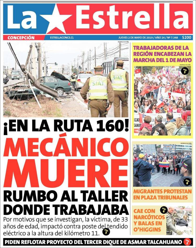 Portada de La Estrella de Concepción (Chile)