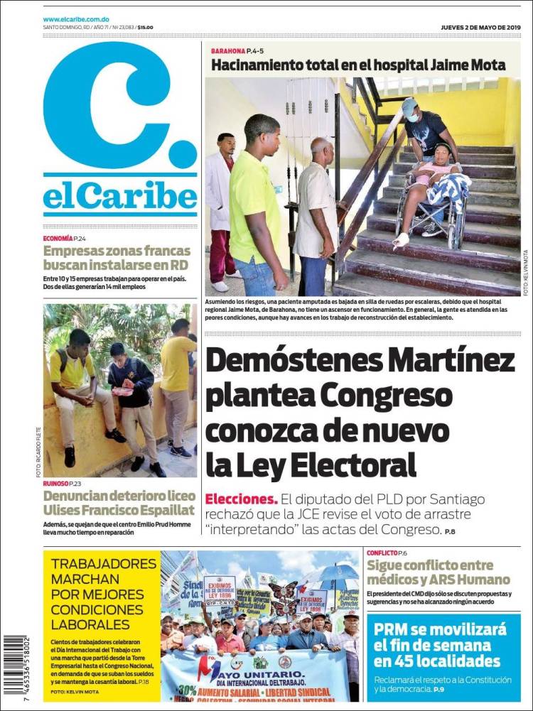 Portada de El Caribe (R. Dominicana)