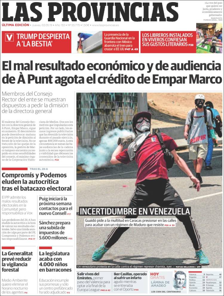 Portada de Las Provincias (España)