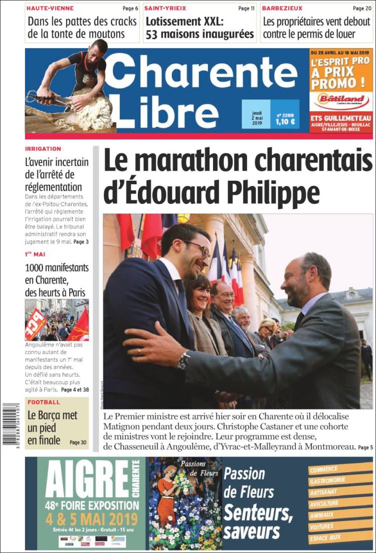 Portada de Charente Libre (Francia)
