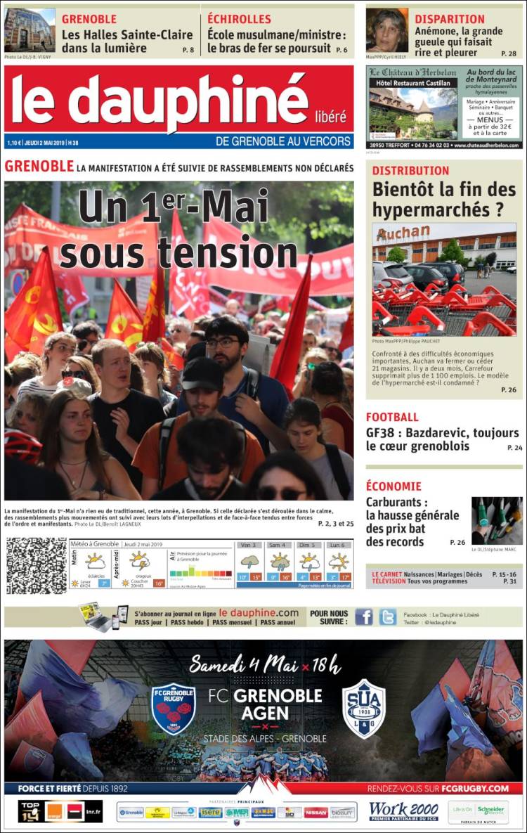 Portada de Le Dauphiné Libéré (Francia)