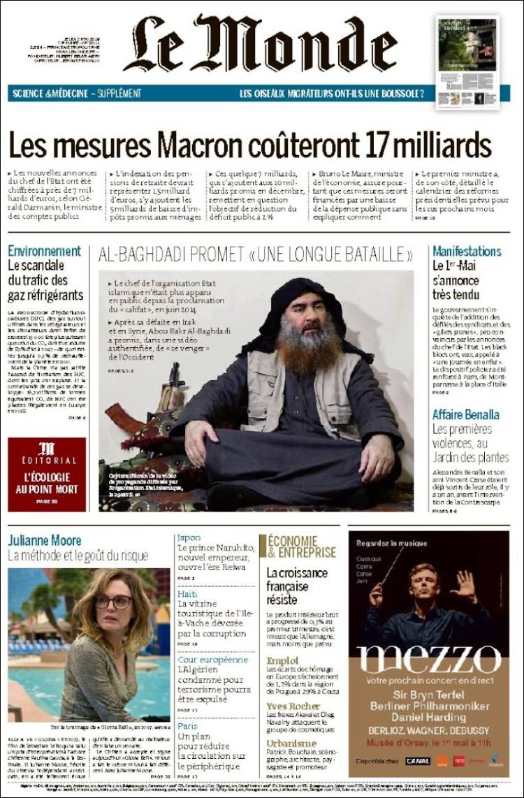 Portada de Le Monde (Francia)