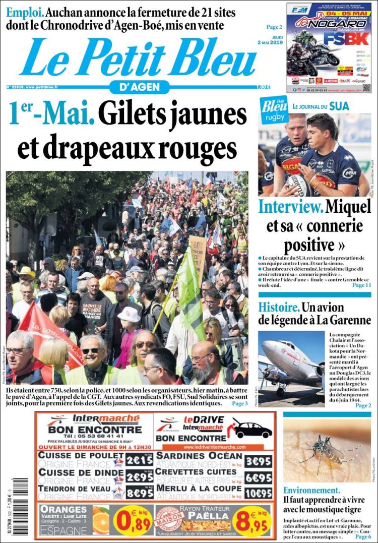 Portada de Le Petit Bleu (Francia)