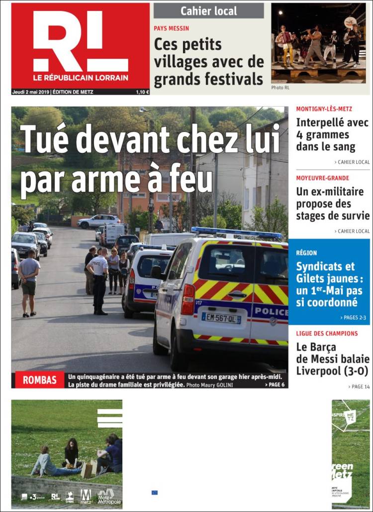Portada de Le Republicain Lorrain (Francia)