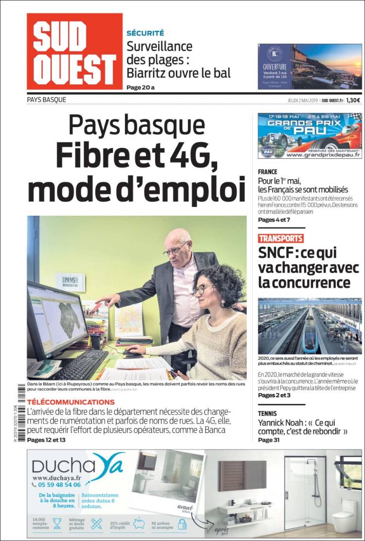 Portada de Sud Ouest (Francia)