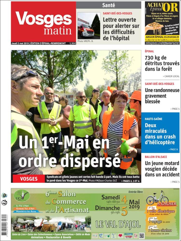 Portada de Vosges Matin (Francia)