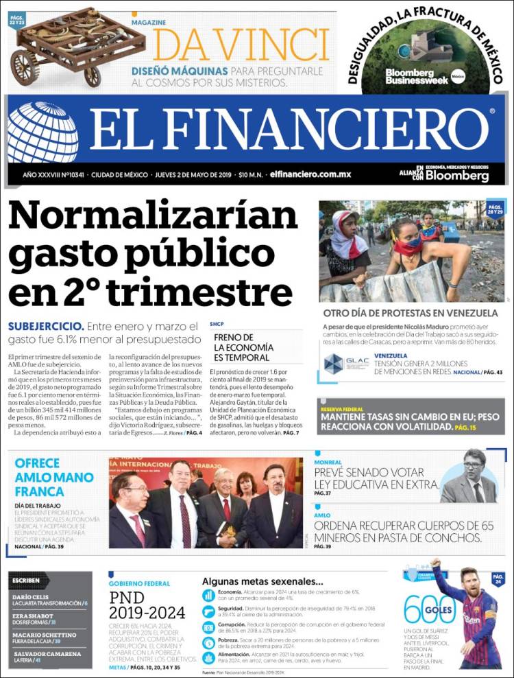 Portada de El Financiero (México)