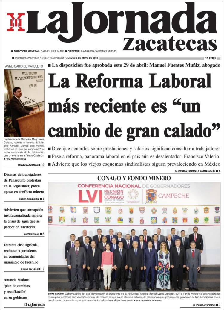 Portada de Jornada de Zacatecas (México)