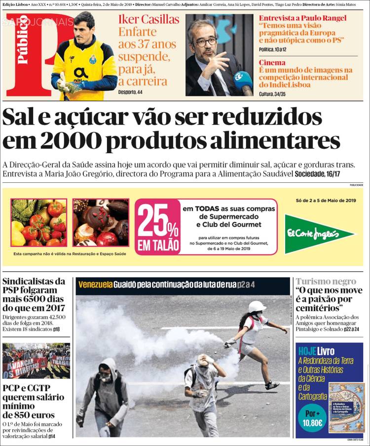 Portada de Público (Portugal)